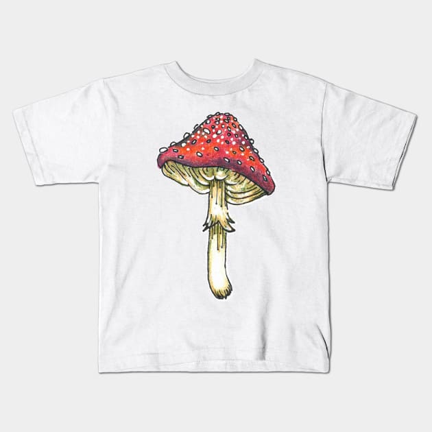 Amanita Muscaria Kids T-Shirt by Ametista Ilustrations